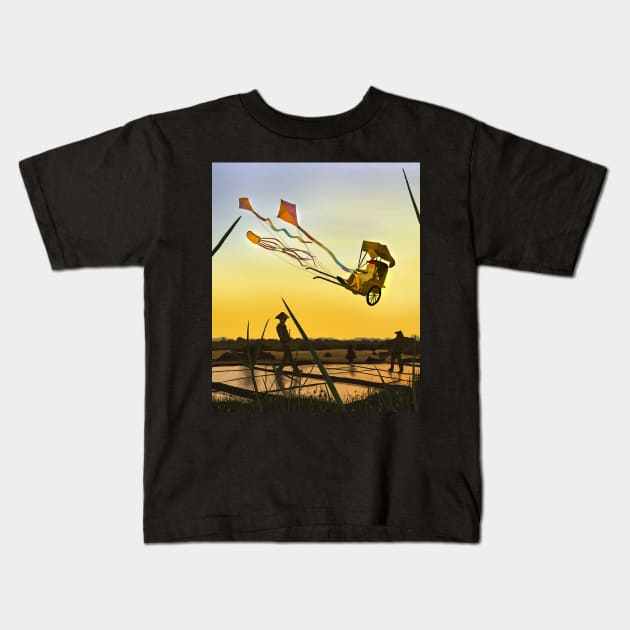 The Flying Rickshaw Kids T-Shirt by quenguyen